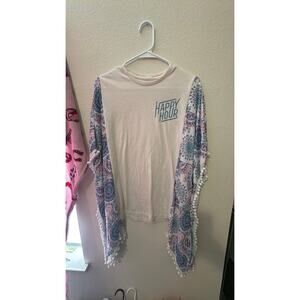 Upcycled Rework Happy Hour Boho Chic T Shirt